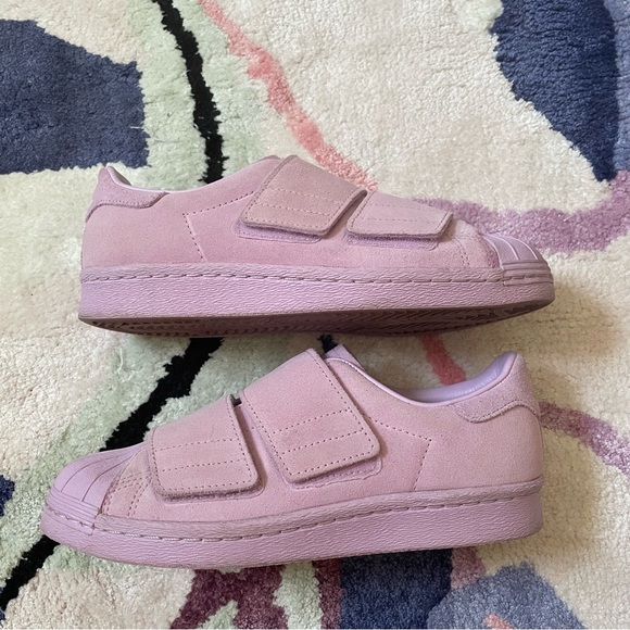 Adidas Superstar suede sneakers velcro straps clear lilac purple B28043 size 6 - Picture 3 of 10